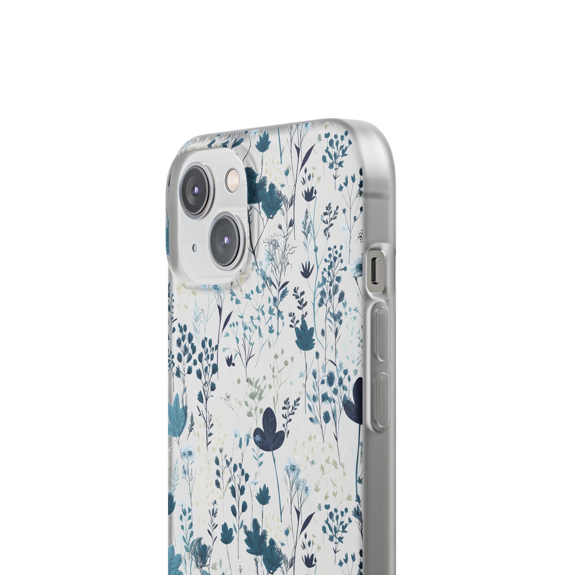 Serene Blue Wildflower Phone Case - Elegant White Background Design - Spring Collection - Flexi Cases Phone Case Pattern Symphony   