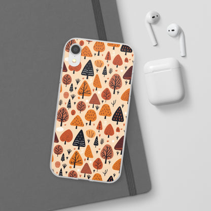 Terracotta Tree Tapestry: A Playful Autumn Mosaic - Flexible Phone Case