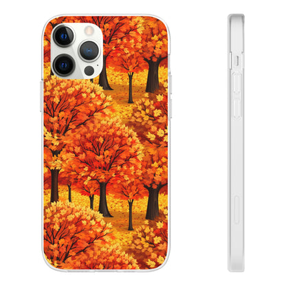 Impasto-Style Woodlands: High-Contrast Autumn Foliage - Flexible Phone Case