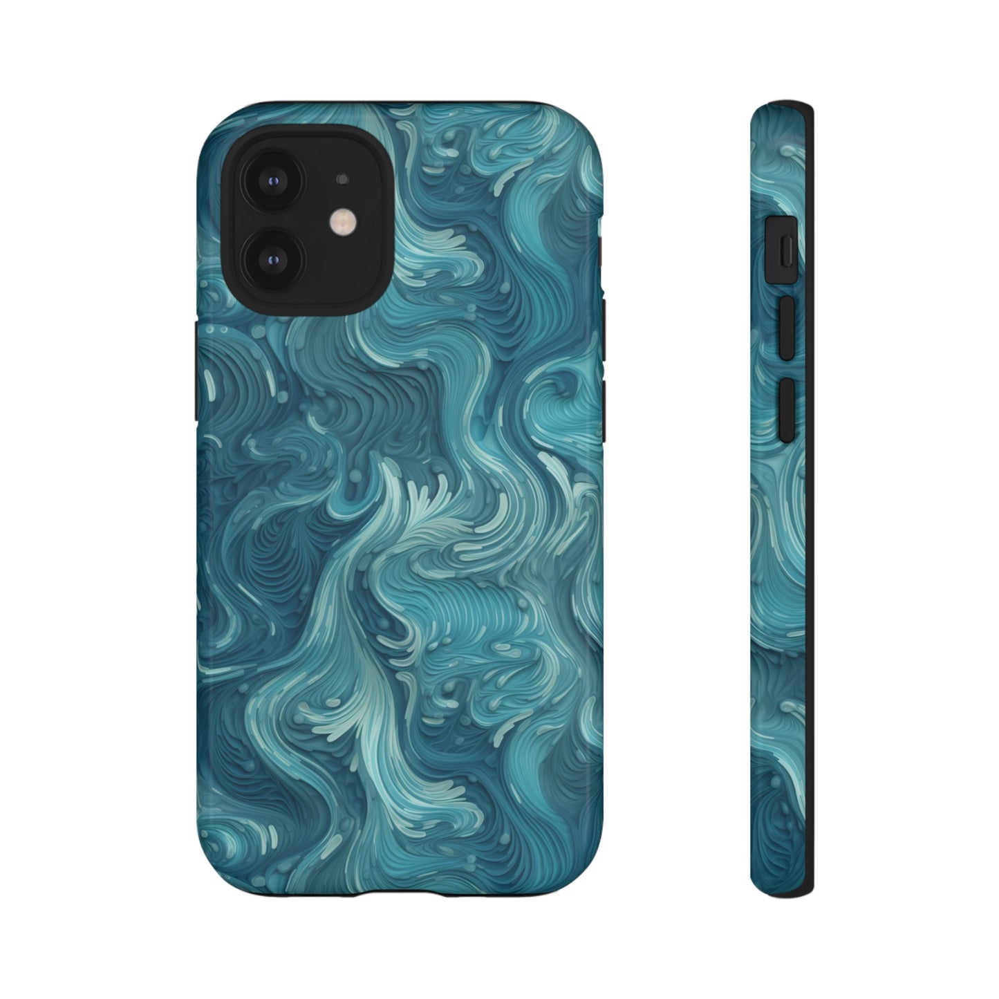 Azure Depths: Layered Blue Topographic Design Tough Phone Case