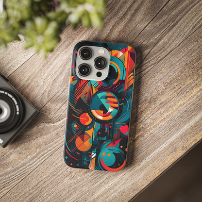 Vibrant Geometric Fusion Phone Case - Bold Squares & Circles Design - Flexi Cases Phone Case Pattern Symphony iPhone 14 Pro  