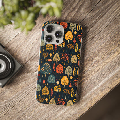 Mid-Century Mosaic: Dappled Leaves and Folk Imagery - Flexible Phone Case