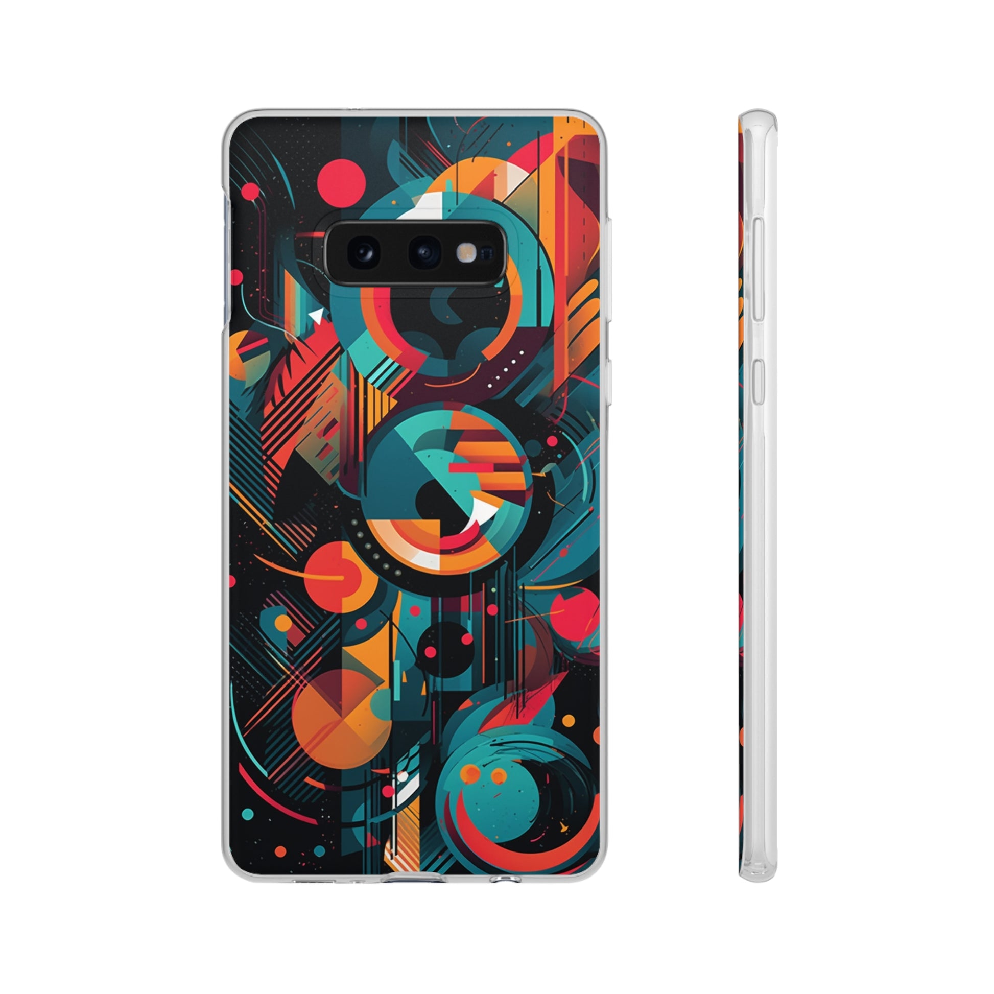 Vibrant Geometric Fusion Phone Case - Bold Squares & Circles Design - Flexi Cases Phone Case Pattern Symphony   