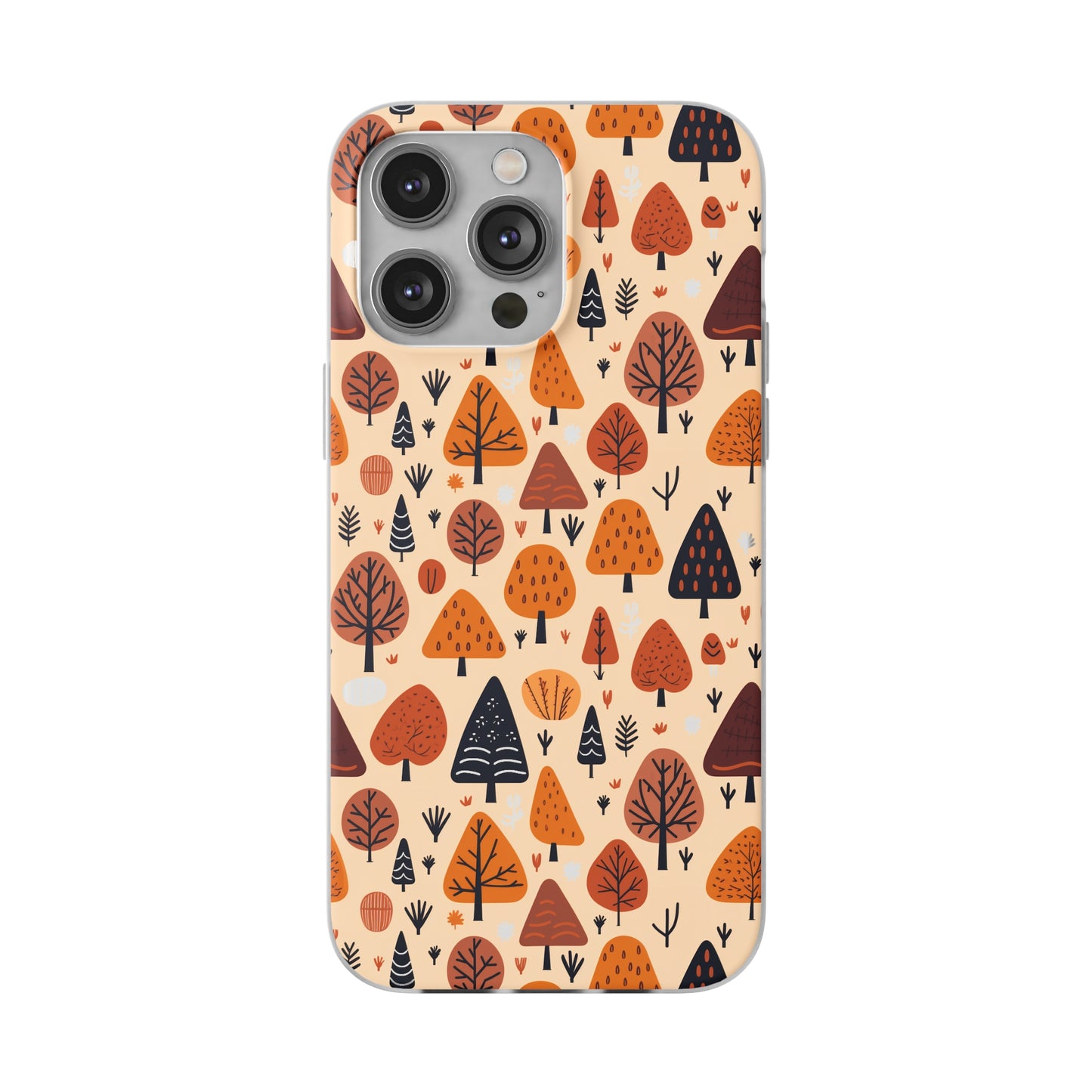 Terracotta Tree Tapestry: A Playful Autumn Mosaic - Flexible Phone Case