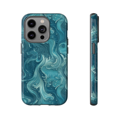 Azure Depths: Layered Blue Topographic Design Tough Phone Case