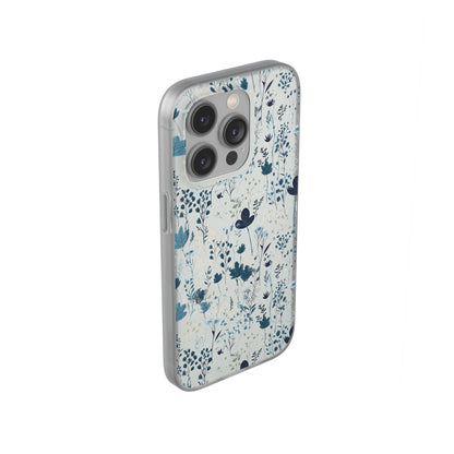 Serene Blue Wildflower Phone Case - Elegant White Background Design - Spring Collection - Flexi Cases Phone Case Pattern Symphony   