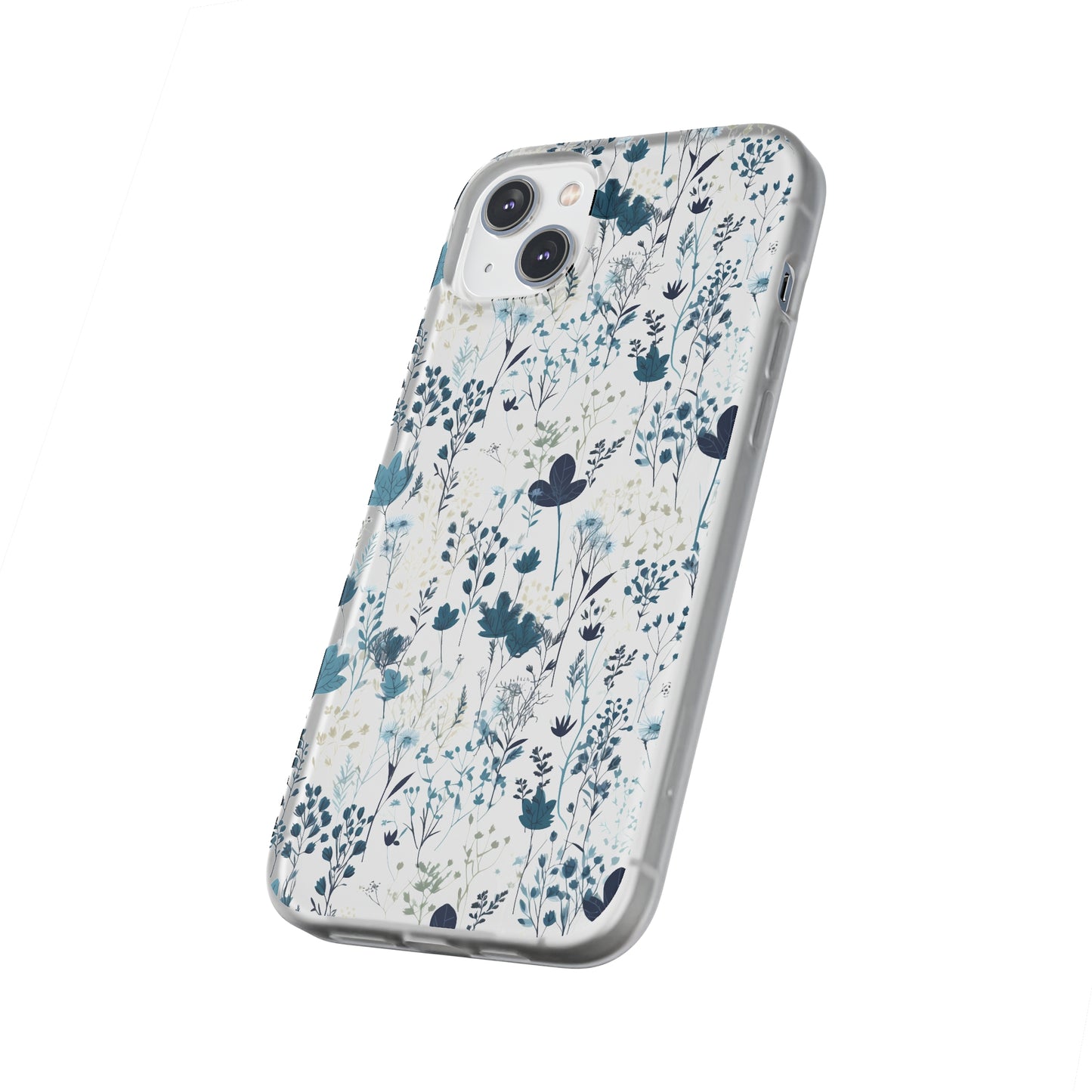 Serene Blue Wildflower Phone Case - Elegant White Background Design - Spring Collection - Flexi Cases Phone Case Pattern Symphony   