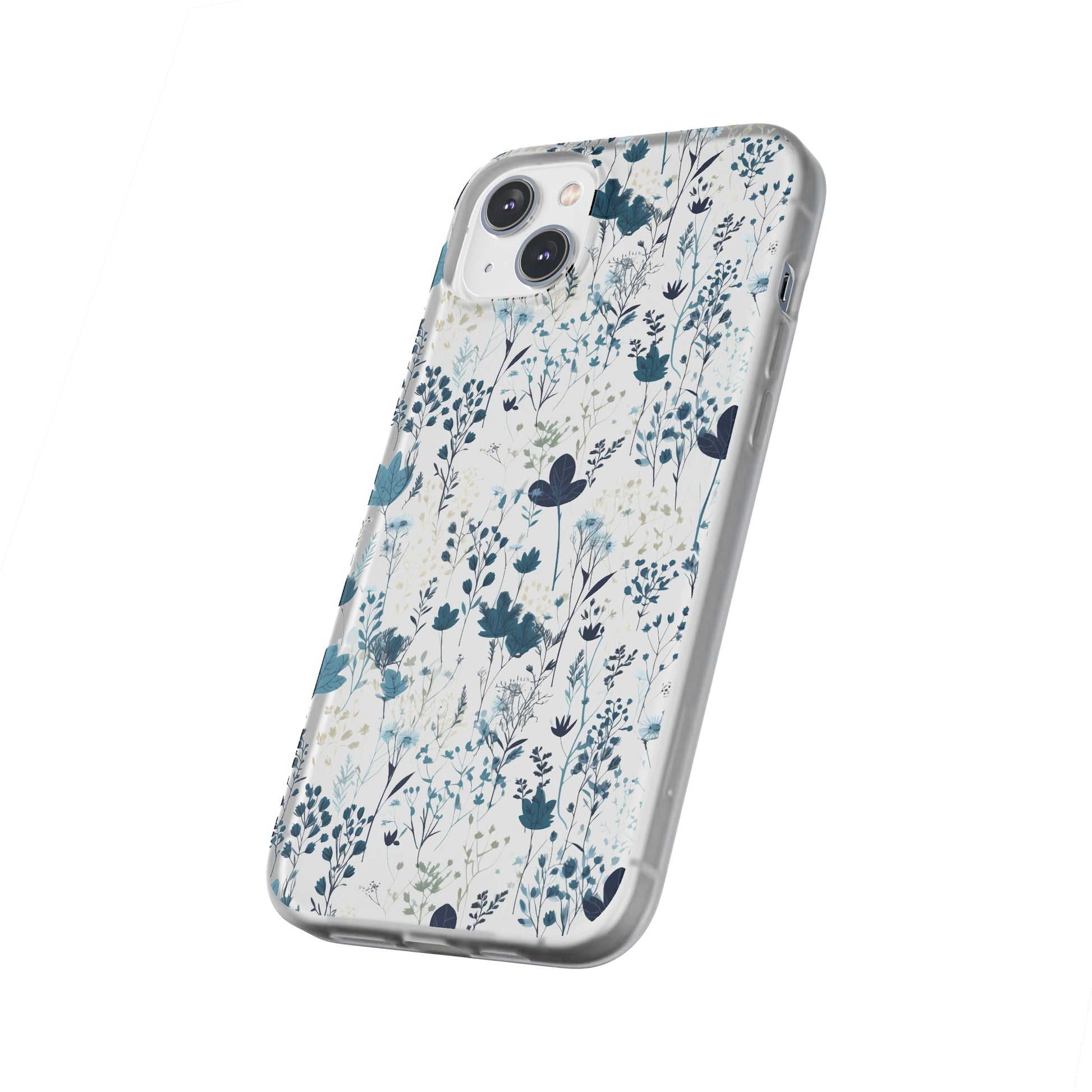 Serene Blue Wildflower Phone Case - Elegant White Background Design - Spring Collection - Flexi Cases Phone Case Pattern Symphony   