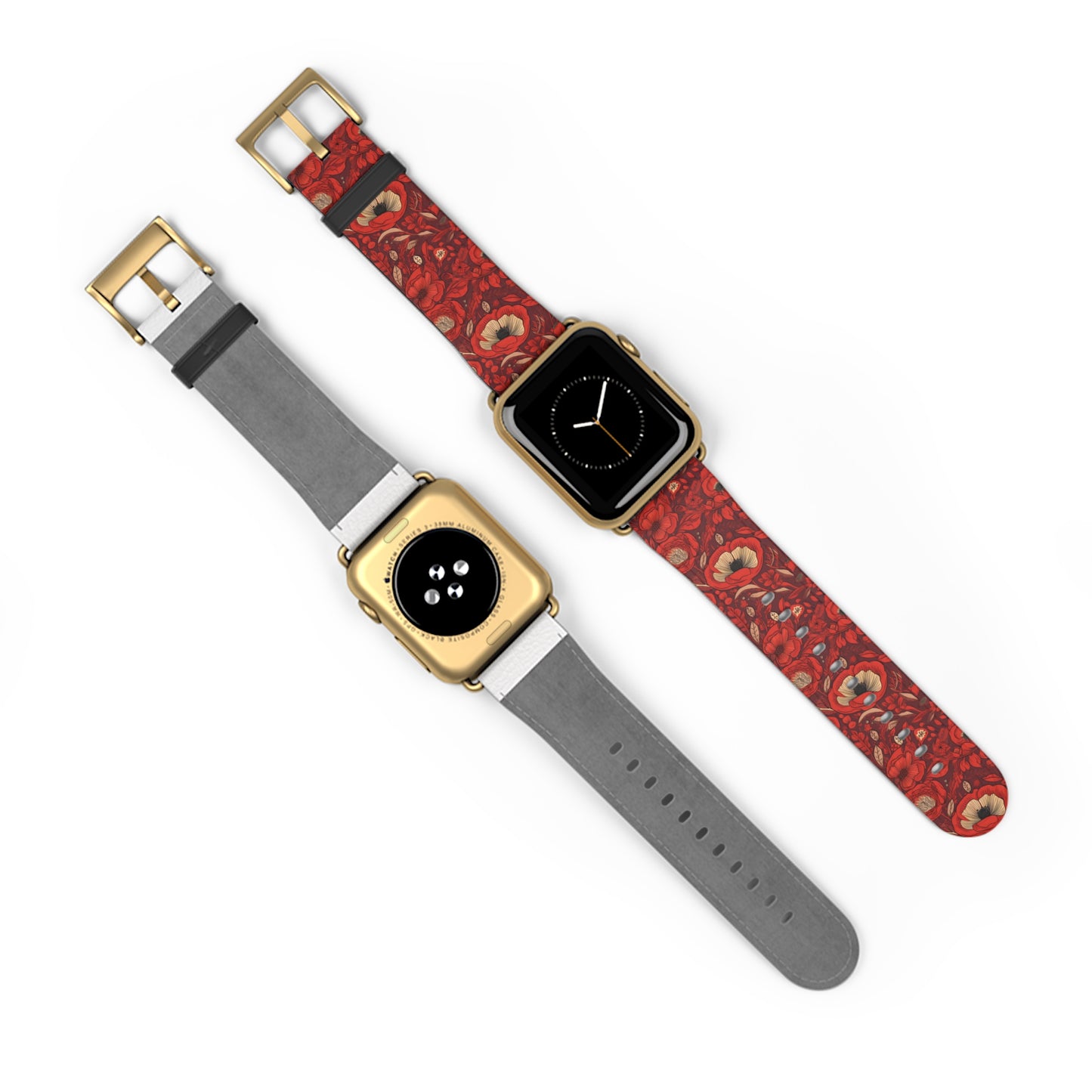 Radiant Spring Blossoms - Vibrant Red Floral Design - Apple Watch Strap