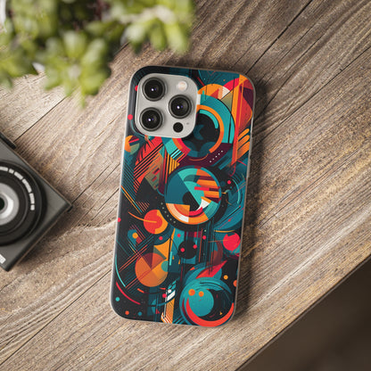 Vibrant Geometric Fusion Phone Case - Bold Squares & Circles Design - Flexi Cases Phone Case Pattern Symphony iPhone 14 Pro Max  