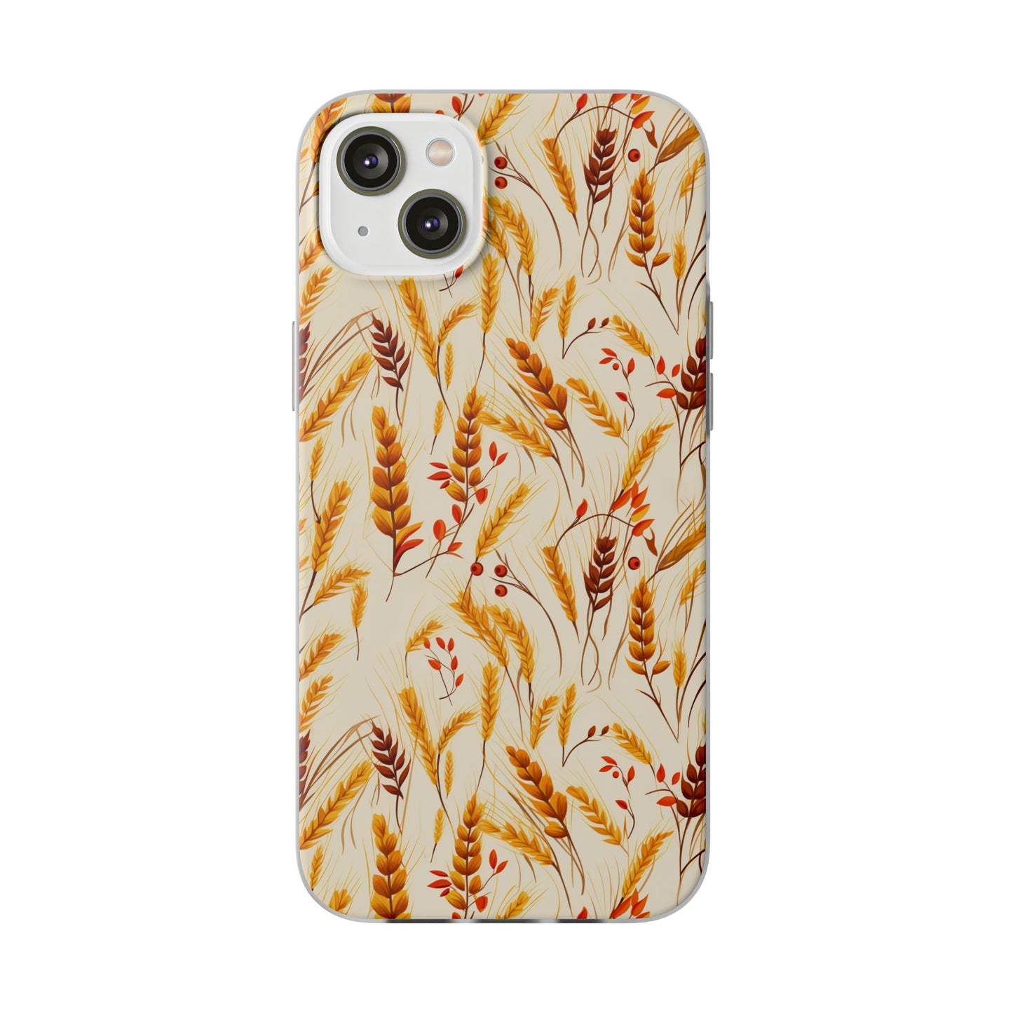 Golden Harvest: An Autumn Collage of Wheat and Berries - Flexible Phone Case