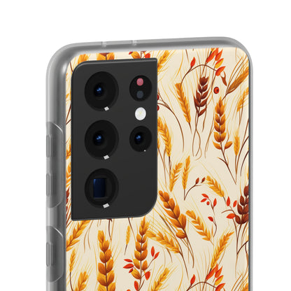 Golden Harvest: An Autumn Collage of Wheat and Berries - Flexible Phone Case