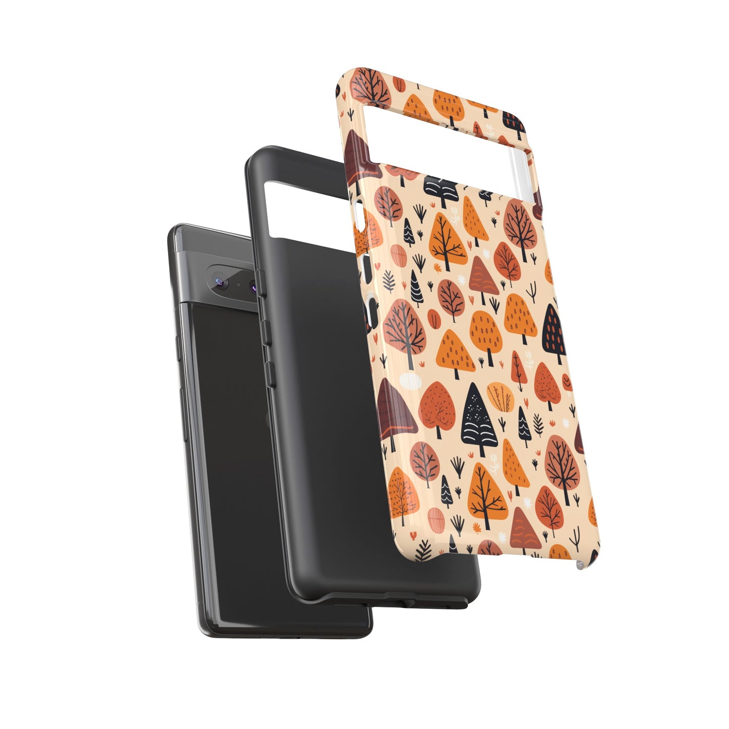 Terracotta Tree Tapestry: A Playful Autumn Mosaic - Tough Phone Case