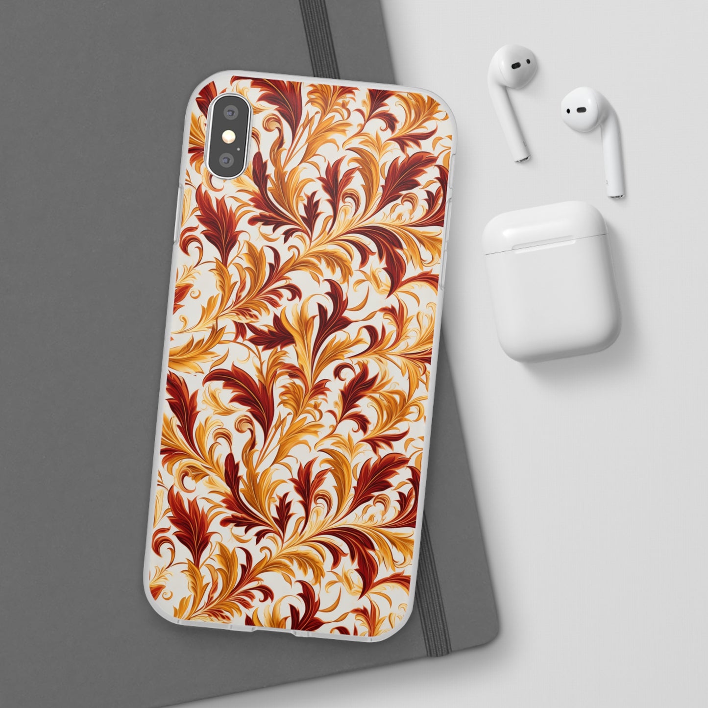 Swirling Autumn: Vortexes of Fall Foliage in Gold and Bronze - Flexible Phone Case