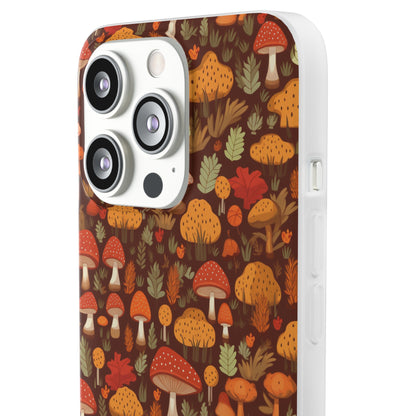 Autumn Spore Wonderland: Enchanting Mushroom and Leaf Designs - Flexible Phone Case