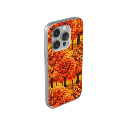 Impasto-Style Woodlands: High-Contrast Autumn Foliage - Flexible Phone Case