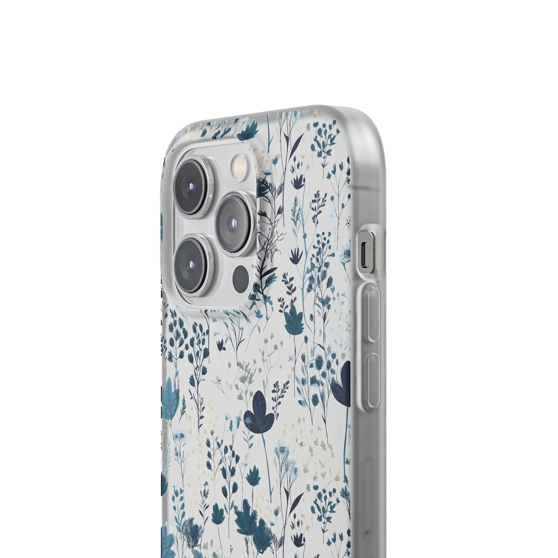 Serene Blue Wildflower Phone Case - Elegant White Background Design - Spring Collection - Flexi Cases Phone Case Pattern Symphony   