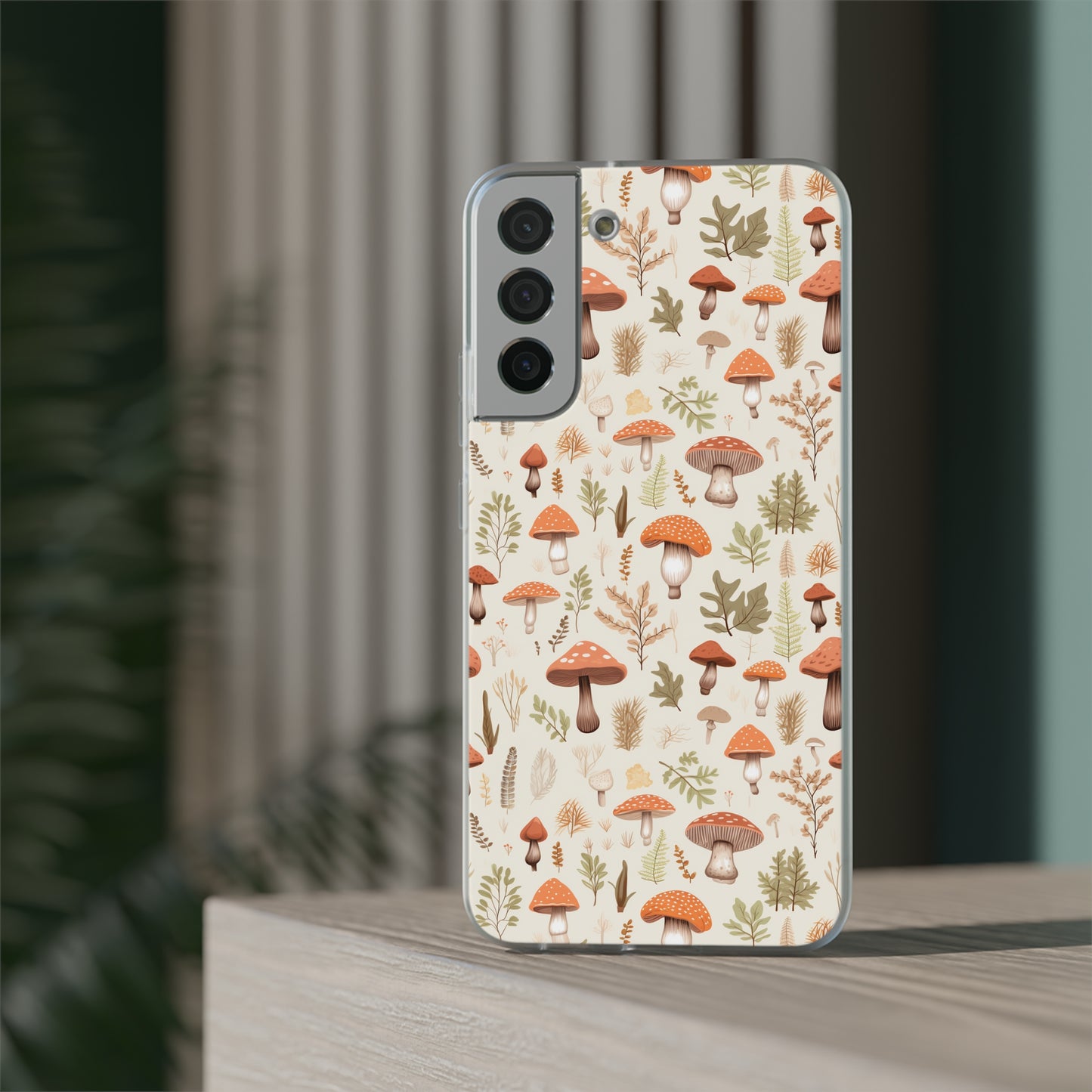 Mushroom Haven - Autumnal Tones Botanical illustration - Flexible Phone Case