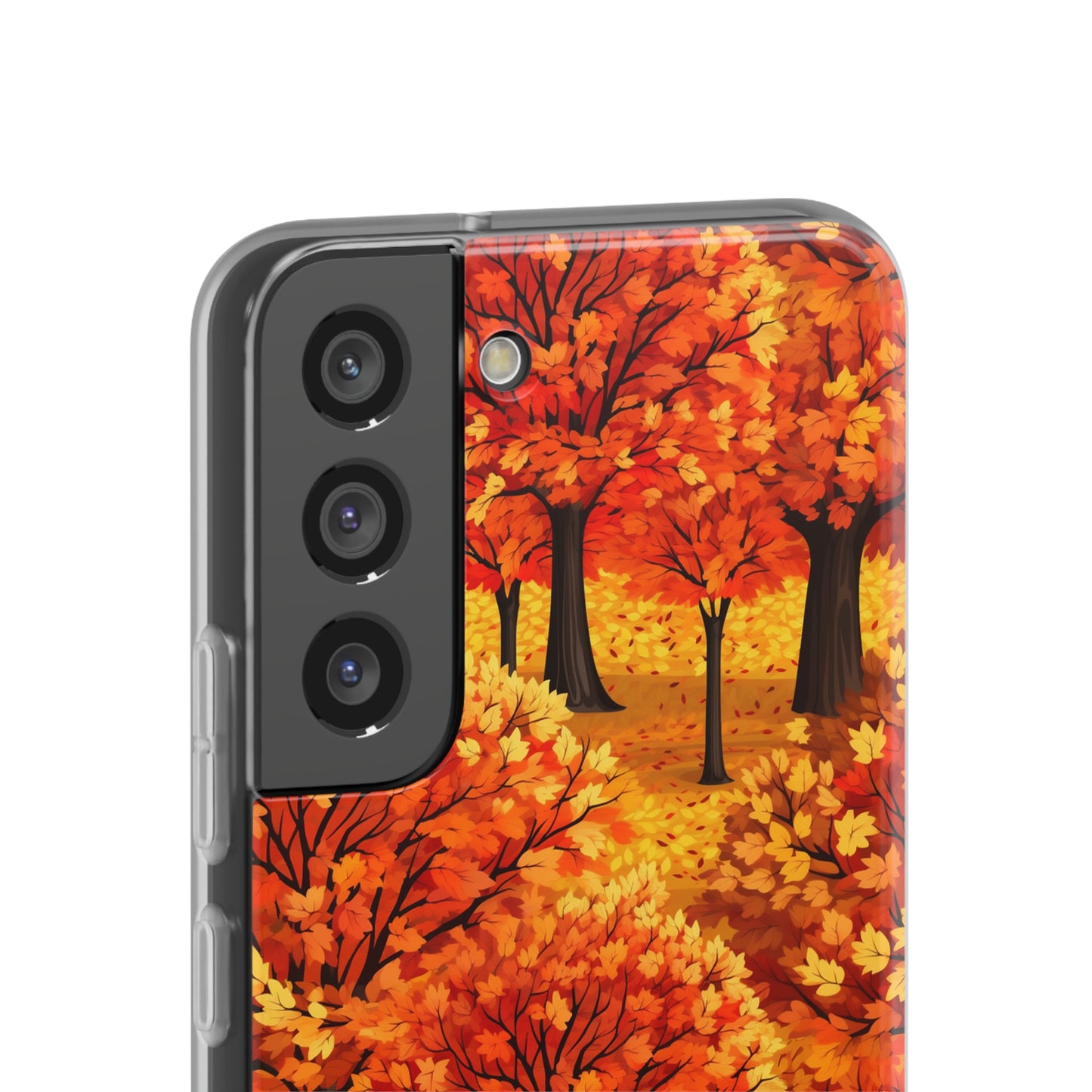 Impasto-Style Woodlands: High-Contrast Autumn Foliage - Flexible Phone Case