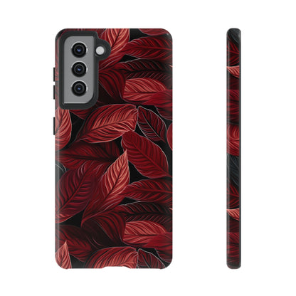 Scarlet Whispers: Lush Autumn Colours in Botanical Bliss - Tough Phone Case