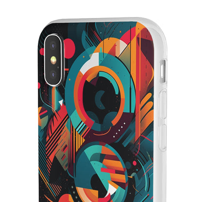 Vibrant Geometric Fusion Phone Case - Bold Squares & Circles Design - Flexi Cases Phone Case Pattern Symphony   