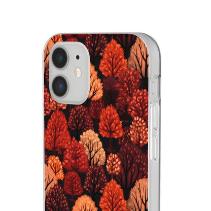 Crimson Forest: Autumn Trees in Vibrant Detail - Flexible Phone Case