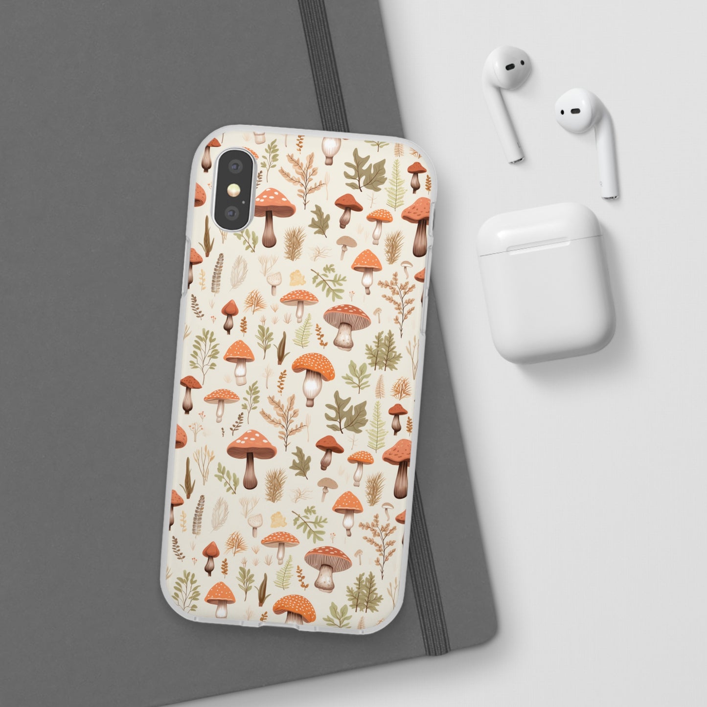 Mushroom Haven - Autumnal Tones Botanical illustration - Flexible Phone Case