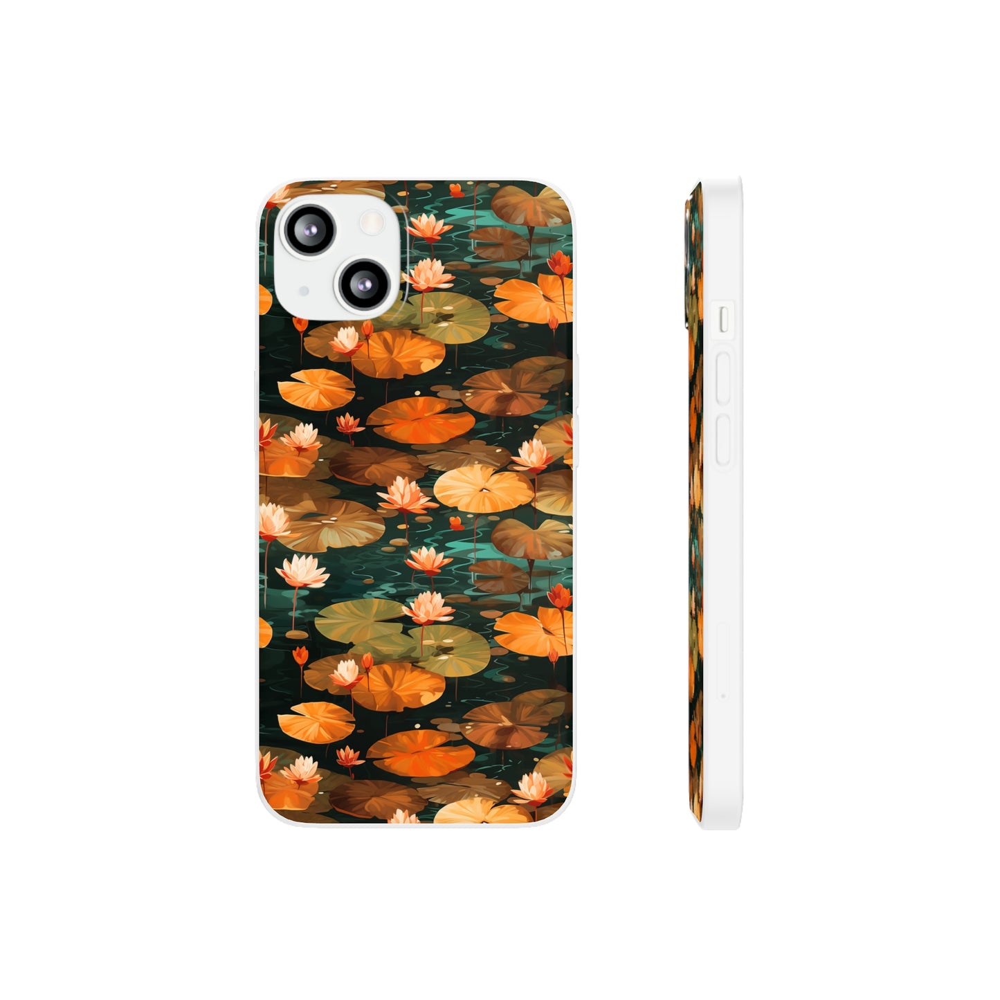 Orange Lotus Whisper: Autumn on the Water - Flexible Phone Case