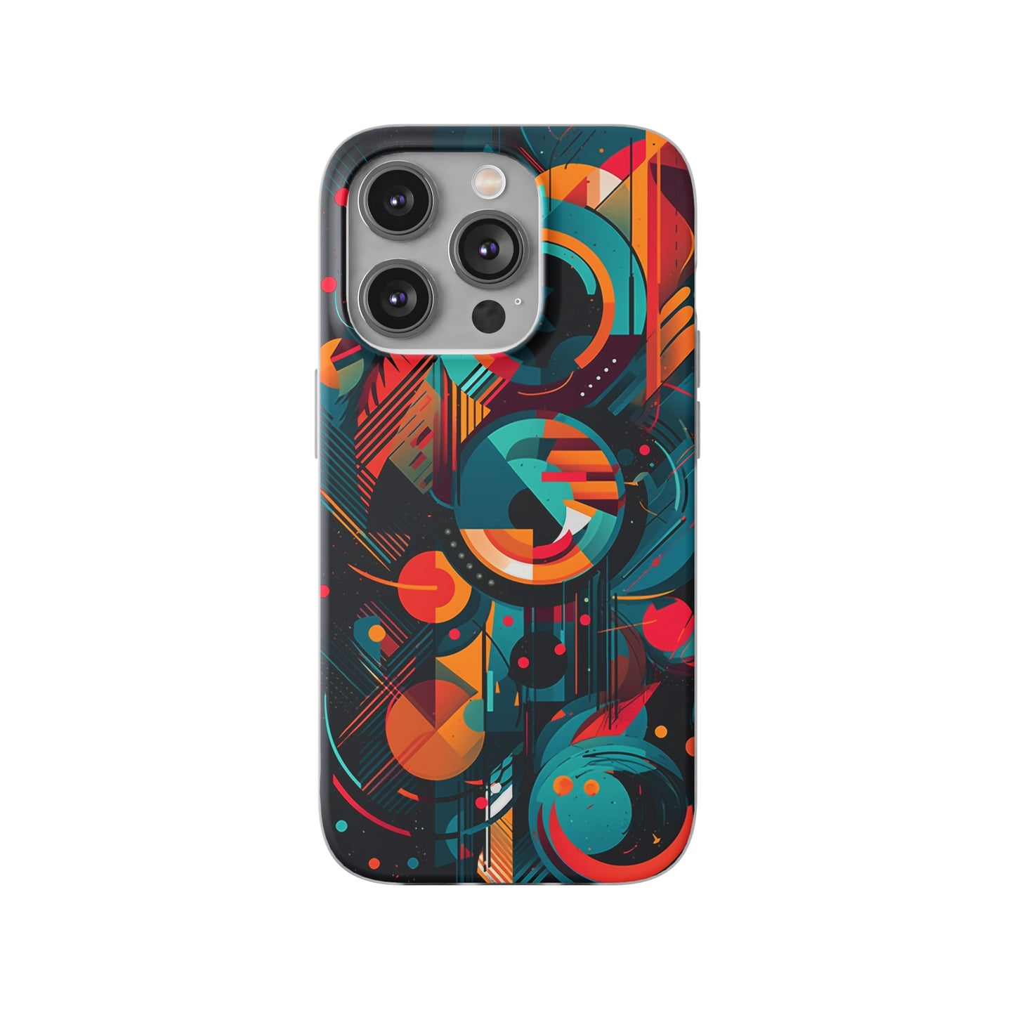 Vibrant Geometric Fusion Phone Case - Bold Squares & Circles Design - Flexi Cases Phone Case Pattern Symphony   