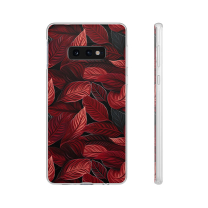 Scarlet Whispers: Lush Autumn Colours in Botanical Bliss - Flexible Phone Case