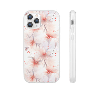 Whispering Petals: Subtle Grey & Pastel Red Gradient Phone Case