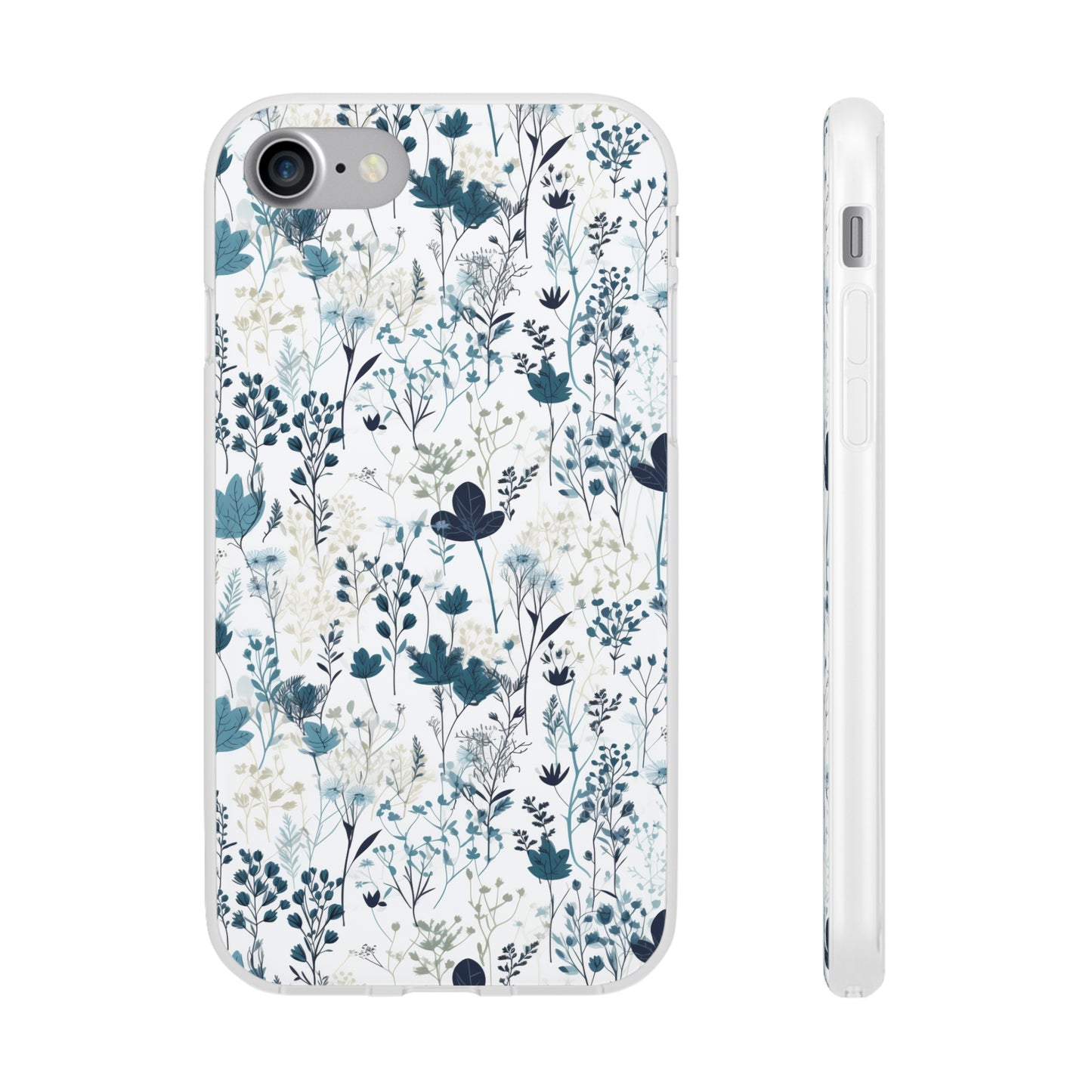 Serene Blue Wildflower Phone Case - Elegant White Background Design - Spring Collection - Flexi Cases Phone Case Pattern Symphony   