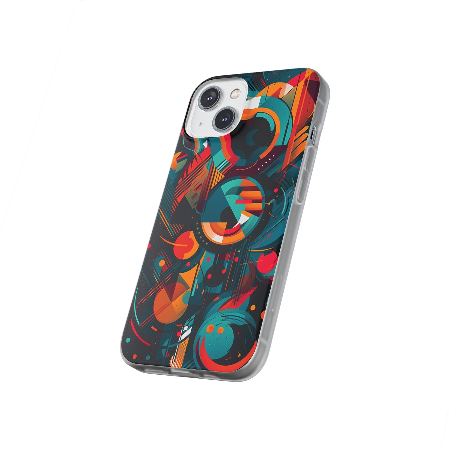 Vibrant Geometric Fusion Phone Case - Bold Squares & Circles Design - Flexi Cases Phone Case Pattern Symphony   