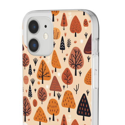 Terracotta Tree Tapestry: A Playful Autumn Mosaic - Flexible Phone Case