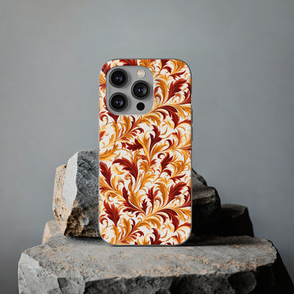 Swirling Autumn: Vortexes of Fall Foliage in Gold and Bronze - Flexible Phone Case