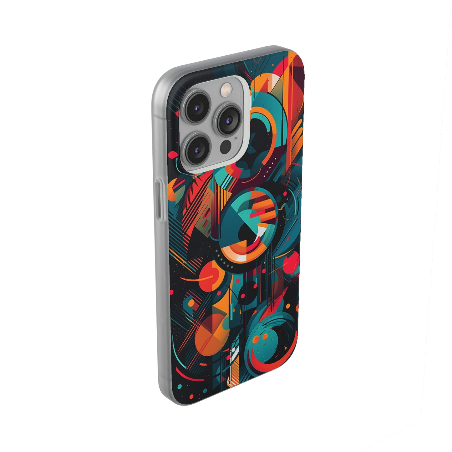 Vibrant Geometric Fusion Phone Case - Bold Squares & Circles Design - Flexi Cases Phone Case Pattern Symphony   