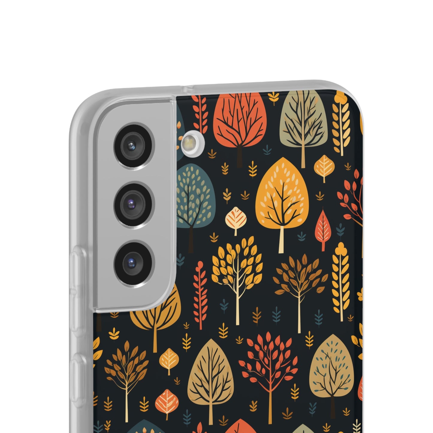 Mid-Century Mosaic: Dappled Leaves and Folk Imagery - Flexible Phone Case