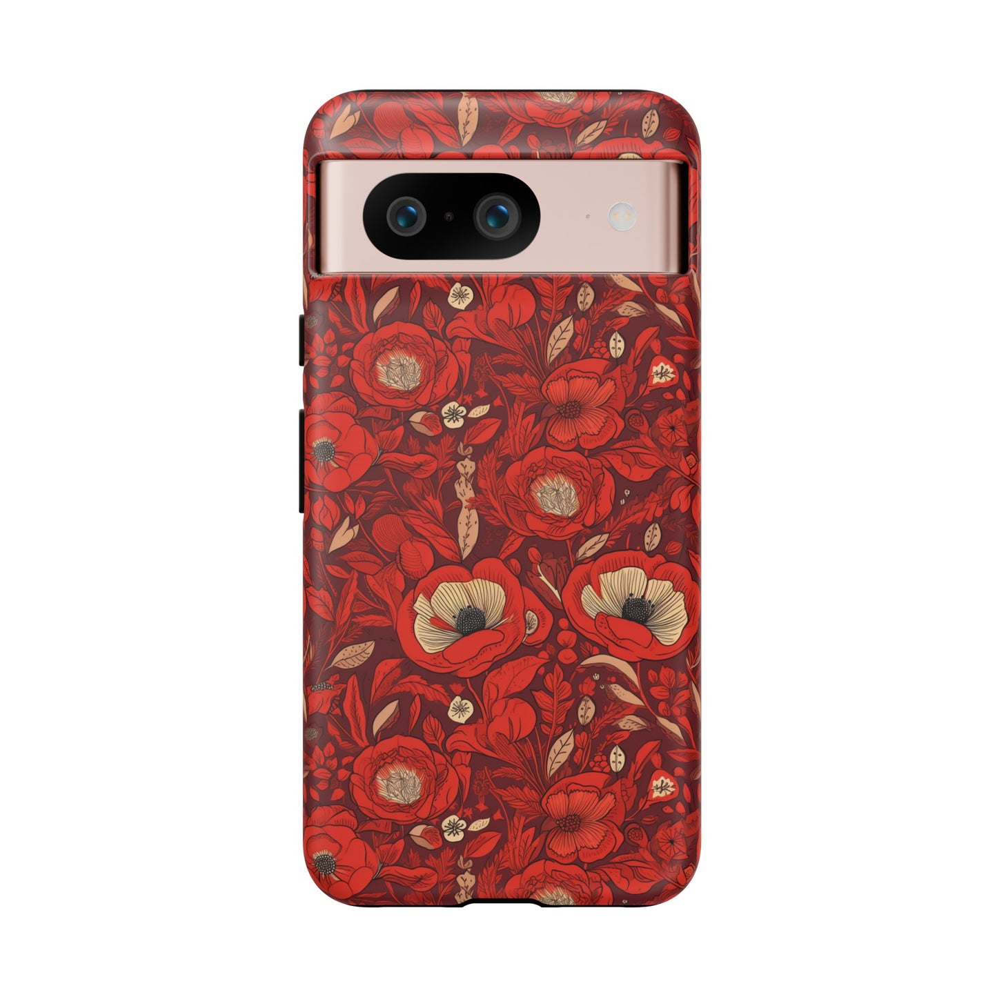 Radiant Spring Blossoms Tough Phone Case - Vibrant Red Floral Design