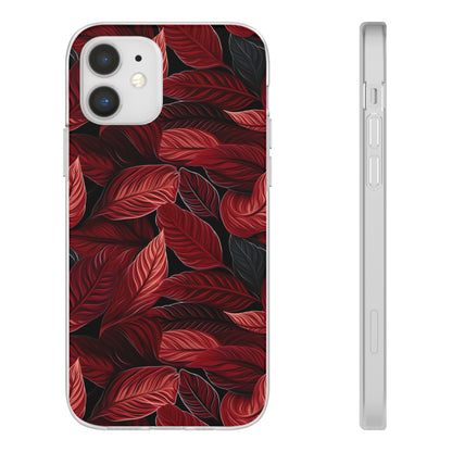 Scarlet Whispers: Lush Autumn Colours in Botanical Bliss - Flexible Phone Case