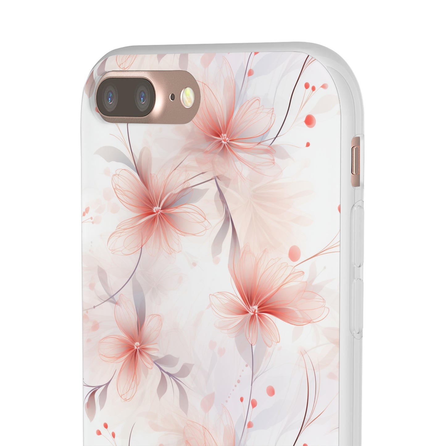 Whispering Petals: Subtle Grey & Pastel Red Gradient Phone Case