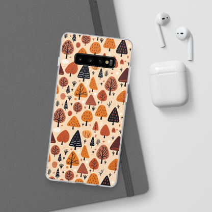 Terracotta Tree Tapestry: A Playful Autumn Mosaic - Flexible Phone Case