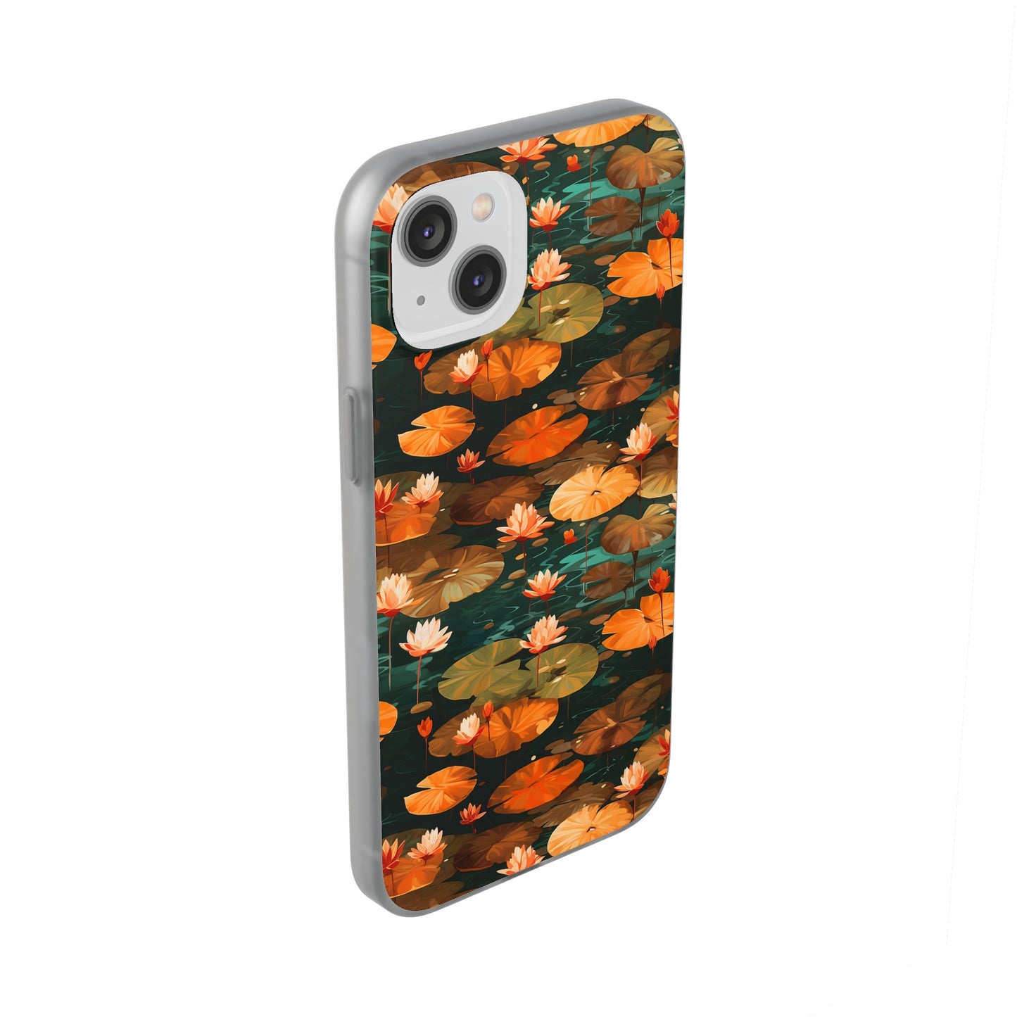 Orange Lotus Whisper: Autumn on the Water - Flexible Phone Case