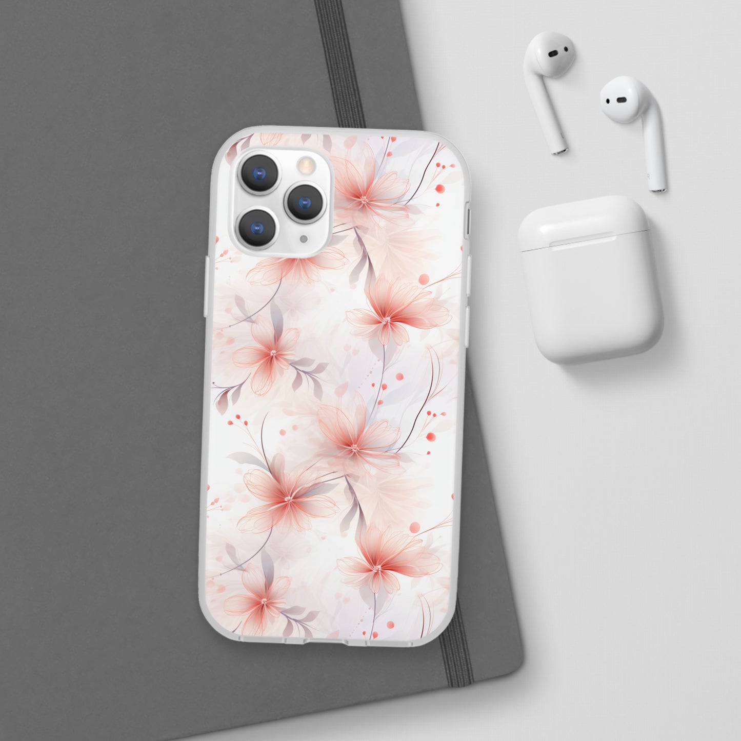 Whispering Petals: Subtle Grey & Pastel Red Gradient Phone Case