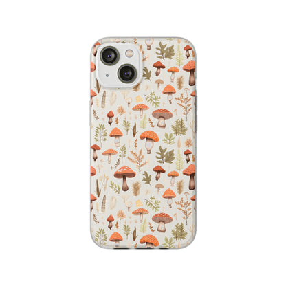 Mushroom Haven - Autumnal Tones Botanical illustration - Flexible Phone Case