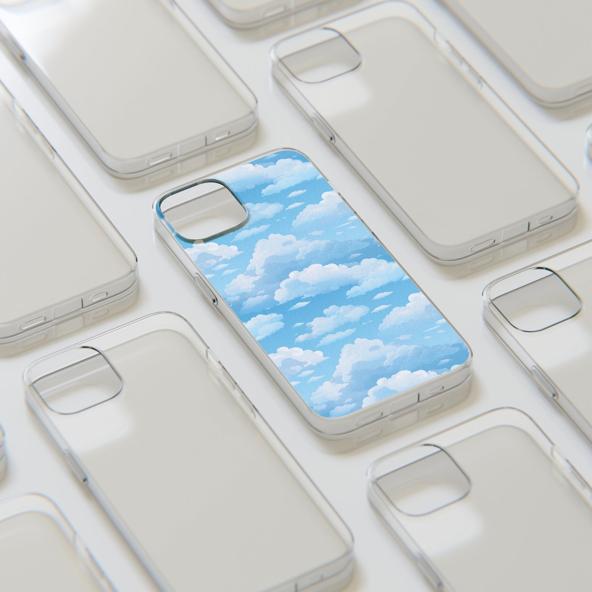 Boundless Azure Horizon - Calm Sky Design Soft Phone Case for IPhone, Samsung, and Google Pixel Phone Case Pattern Symphony   