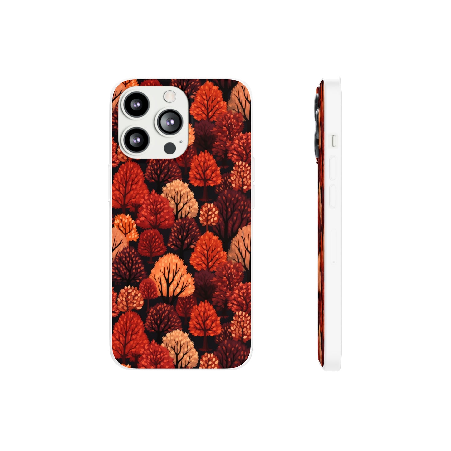 Crimson Forest: Autumn Trees in Vibrant Detail - Flexible Phone Case