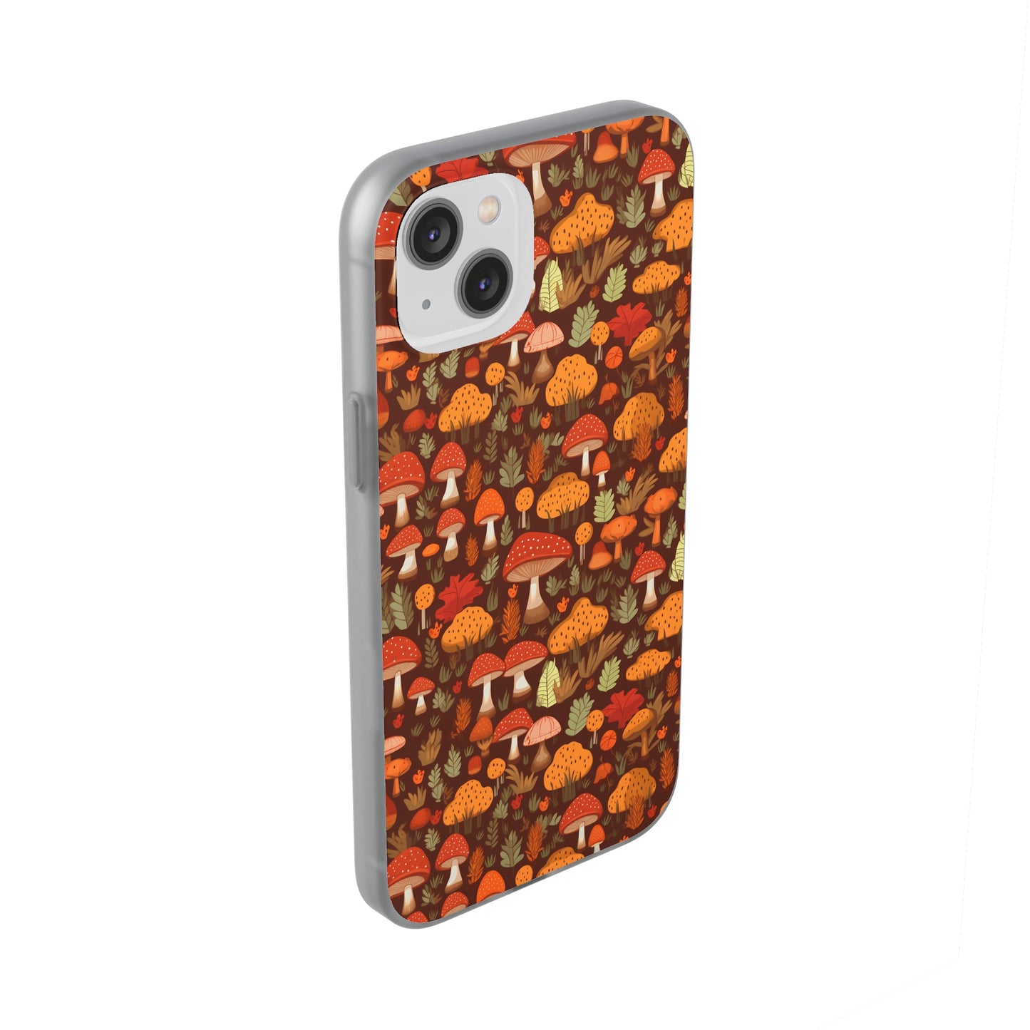 Autumn Spore Wonderland: Enchanting Mushroom and Leaf Designs - Flexible Phone Case