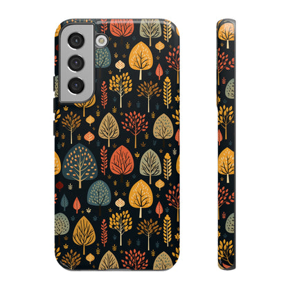 Mid-Century Mosaic: Dappled Leaves and Folk Imagery - Tough Phone Case