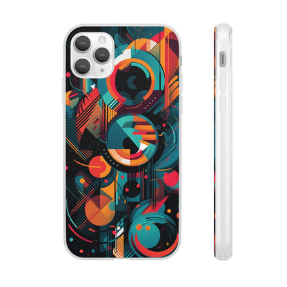 Vibrant Geometric Fusion Phone Case - Bold Squares & Circles Design - Flexi Cases Phone Case Pattern Symphony   