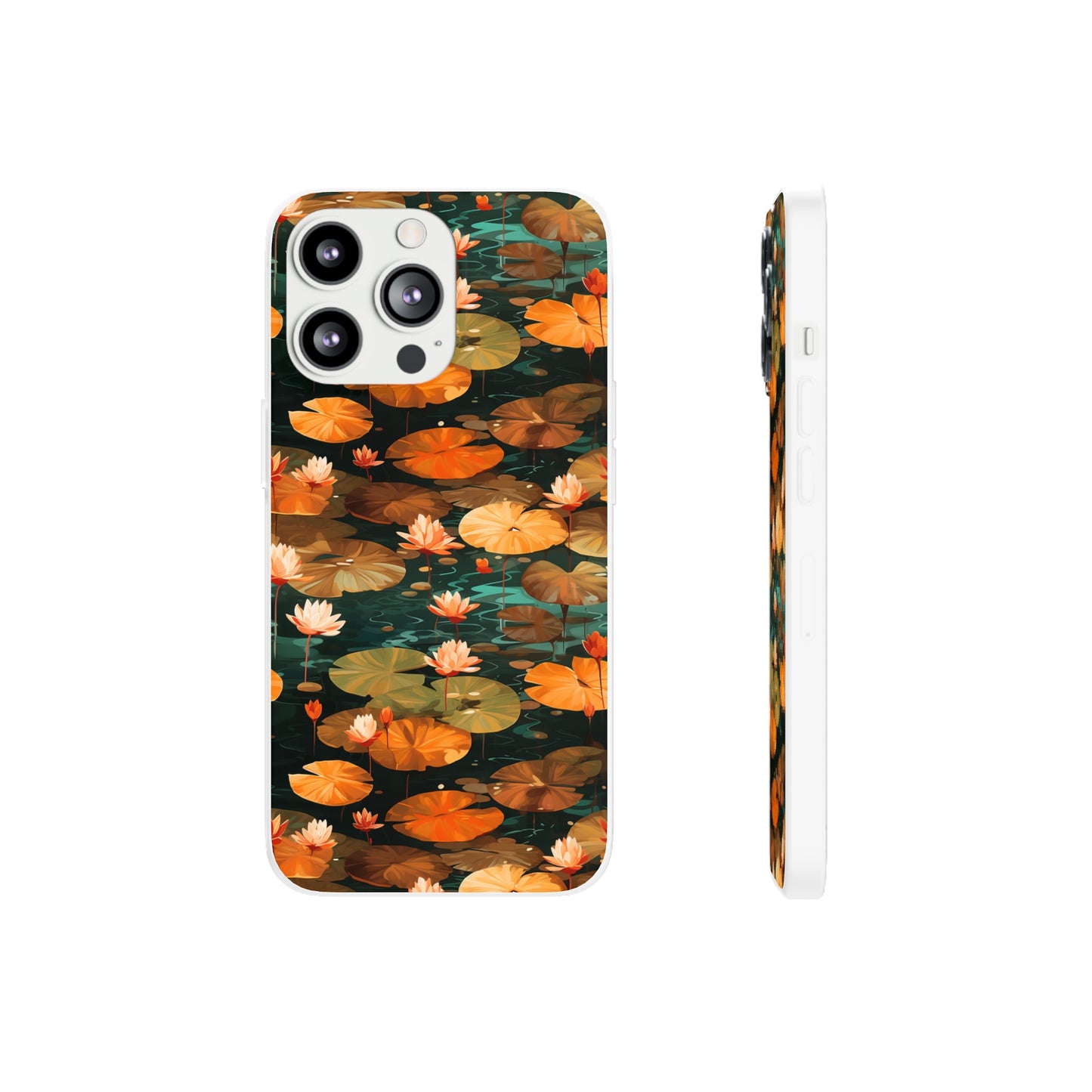 Orange Lotus Whisper: Autumn on the Water - Flexible Phone Case